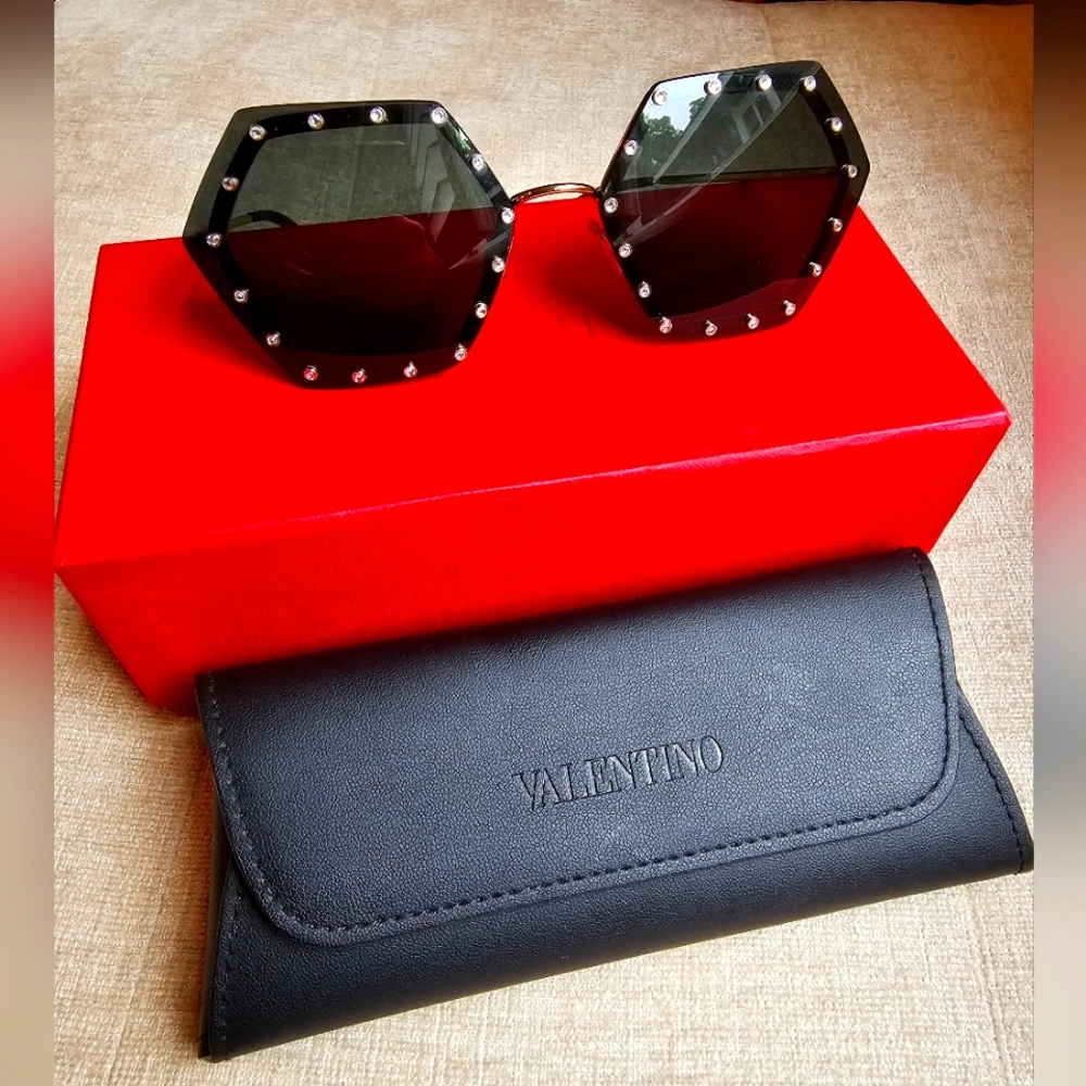 Valentino Sunglasses with Clear Rhinestones